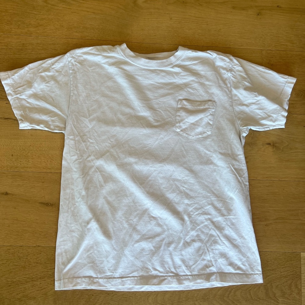 Vintage Japanese t shirt men’s white pocket tee